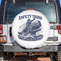 Funny Safety Third Captain Riding Sperm Whale Spare Tire Cover Vintage Nautical Ocean Fishing Humor