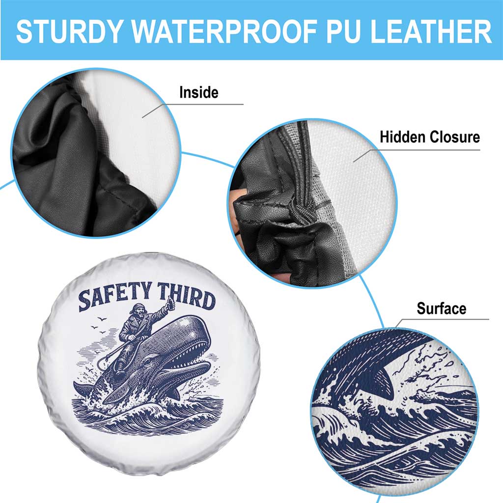 Funny Safety Third Captain Riding Sperm Whale Spare Tire Cover Vintage Nautical Ocean Fishing Humor