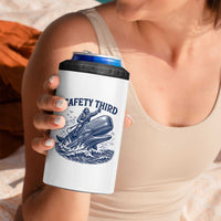 Funny Safety Third Captain Riding Sperm Whale 4 in 1 Can Cooler Tumbler Vintage Nautical Ocean Fishing Humor