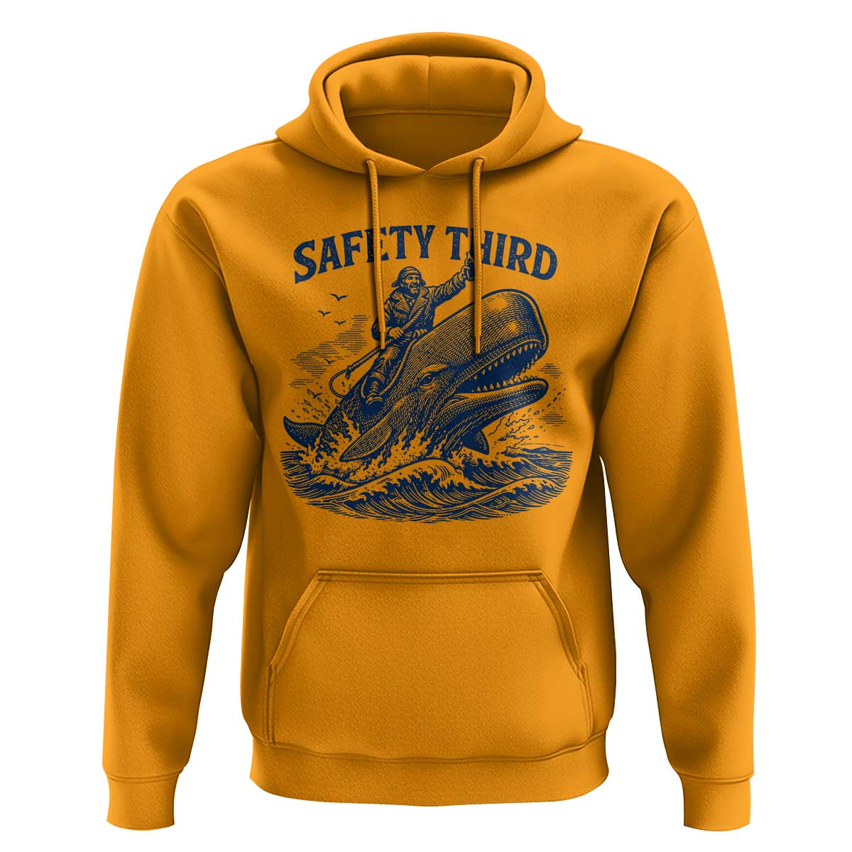Funny Safety Third Captain Riding Sperm Whale Hoodie Vintage Nautical Ocean Fishing Humor
