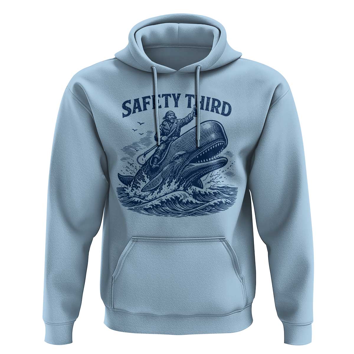 Funny Safety Third Captain Riding Sperm Whale Hoodie Vintage Nautical Ocean Fishing Humor