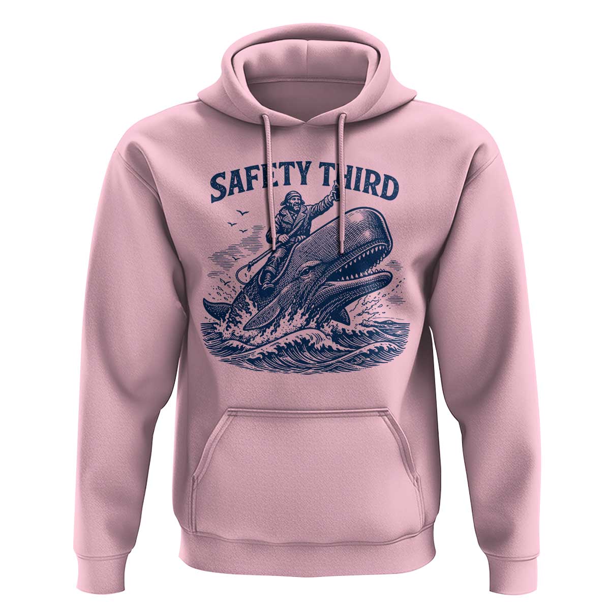 Funny Safety Third Captain Riding Sperm Whale Hoodie Vintage Nautical Ocean Fishing Humor