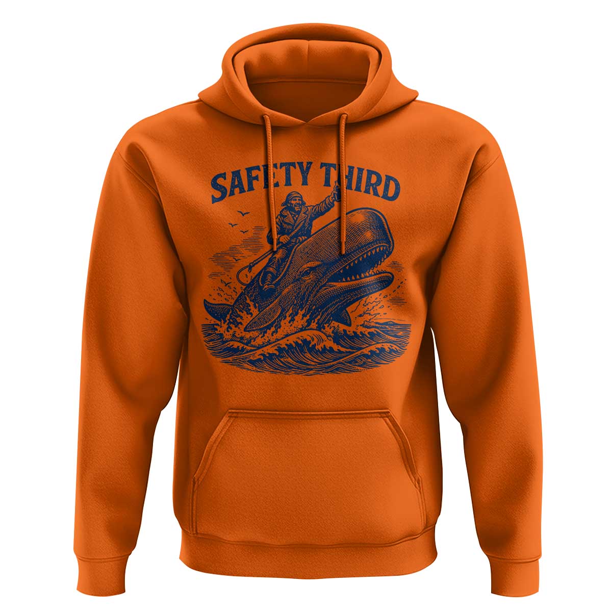 Funny Safety Third Captain Riding Sperm Whale Hoodie Vintage Nautical Ocean Fishing Humor