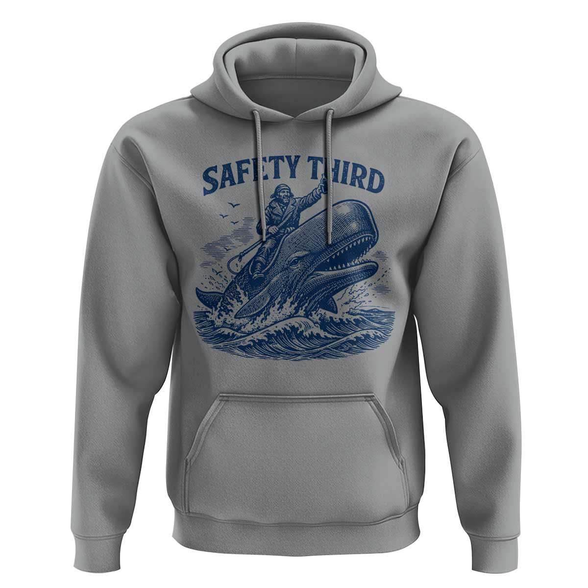 Funny Safety Third Captain Riding Sperm Whale Hoodie Vintage Nautical Ocean Fishing Humor
