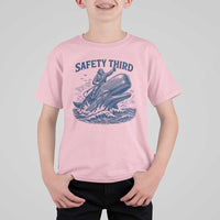 Funny Safety Third Captain Riding Sperm Whale T Shirt For Kid Vintage Nautical Ocean Fishing Humor