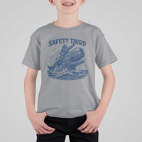 Funny Safety Third Captain Riding Sperm Whale T Shirt For Kid Vintage Nautical Ocean Fishing Humor