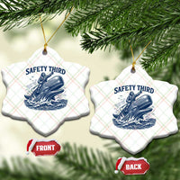 Funny Safety Third Captain Riding Sperm Whale Ceramic Ornament Vintage Nautical Ocean Fishing Humor