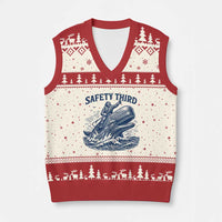 Funny Safety Third Captain Riding Sperm Whale V-Neck Knit Sweater Vest Vintage Nautical Ocean Fishing Humor