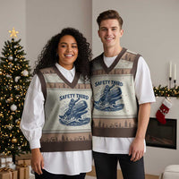 Funny Safety Third Captain Riding Sperm Whale V-Neck Knit Sweater Vest Vintage Nautical Ocean Fishing Humor