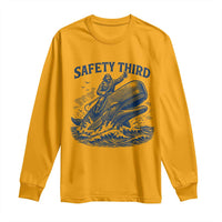 Funny Safety Third Captain Riding Sperm Whale Long Sleeve Shirt Vintage Nautical Ocean Fishing Humor