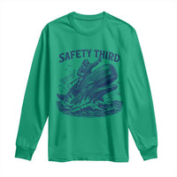 Funny Safety Third Captain Riding Sperm Whale Long Sleeve Shirt Vintage Nautical Ocean Fishing Humor