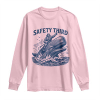 Funny Safety Third Captain Riding Sperm Whale Long Sleeve Shirt Vintage Nautical Ocean Fishing Humor