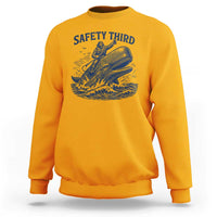 Funny Safety Third Captain Riding Sperm Whale Sweatshirt Vintage Nautical Ocean Fishing Humor