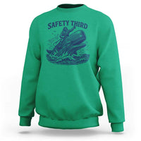 Funny Safety Third Captain Riding Sperm Whale Sweatshirt Vintage Nautical Ocean Fishing Humor