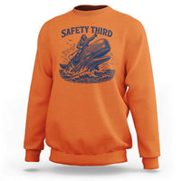 Funny Safety Third Captain Riding Sperm Whale Sweatshirt Vintage Nautical Ocean Fishing Humor