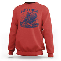 Funny Safety Third Captain Riding Sperm Whale Sweatshirt Vintage Nautical Ocean Fishing Humor