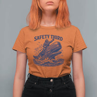 Funny Safety Third Captain Riding Sperm Whale T Shirt For Women Vintage Nautical Ocean Fishing Humor