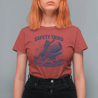 Funny Safety Third Captain Riding Sperm Whale T Shirt For Women Vintage Nautical Ocean Fishing Humor