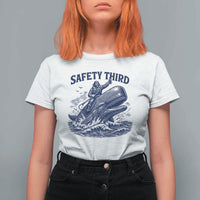 Funny Safety Third Captain Riding Sperm Whale T Shirt For Women Vintage Nautical Ocean Fishing Humor