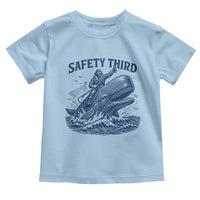 Funny Safety Third Captain Riding Sperm Whale Toddler T Shirt Vintage Nautical Ocean Fishing Humor