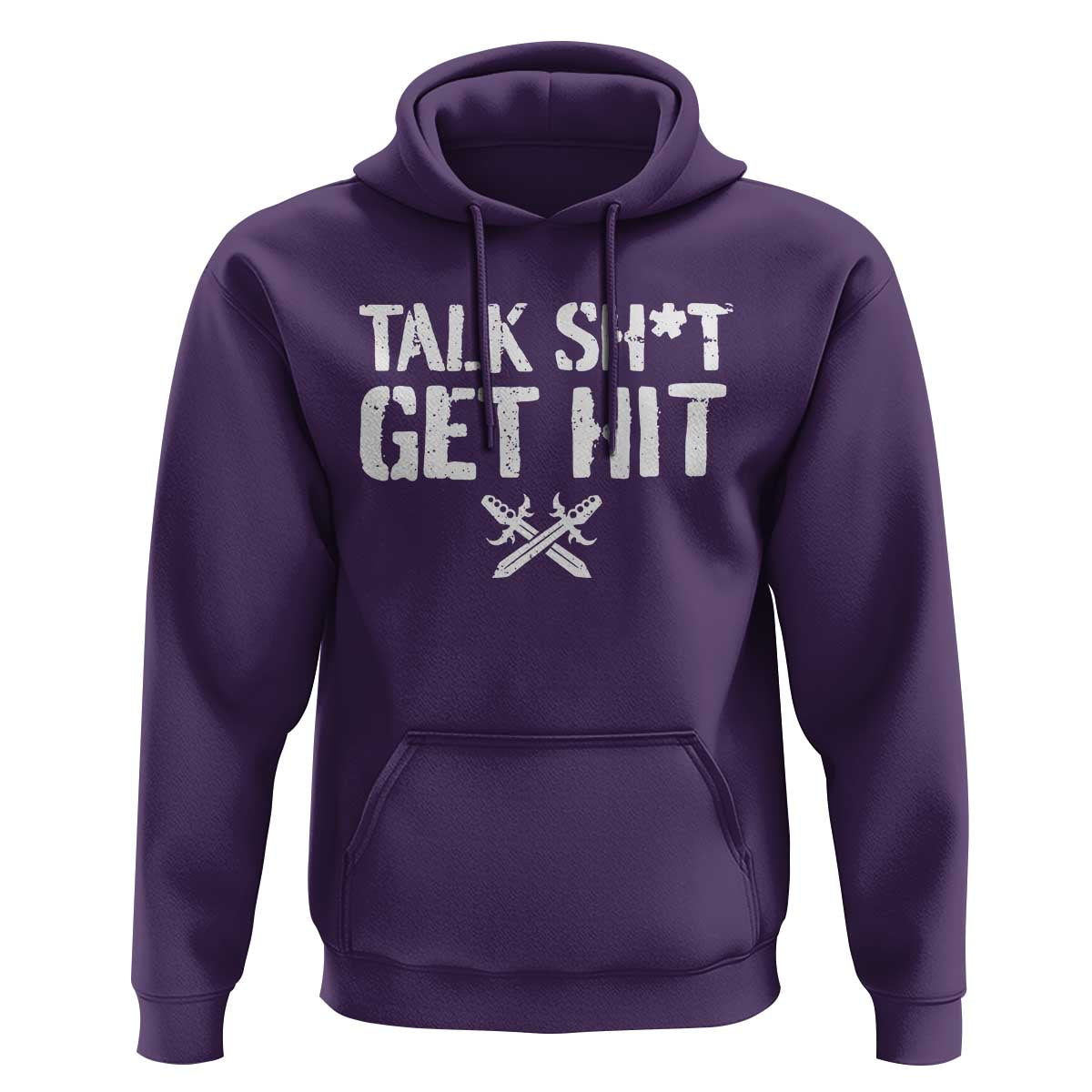 Talk Shit Get Hit Crossed Swords Hoodie Funny Edgy Combat Sports Attitude