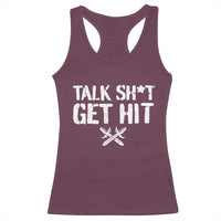 Talk Shit Get Hit Crossed Swords Racerback Tank Top Funny Edgy Combat Sports Attitude