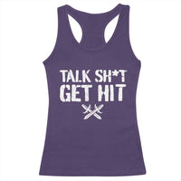 Talk Shit Get Hit Crossed Swords Racerback Tank Top Funny Edgy Combat Sports Attitude