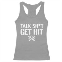 Talk Shit Get Hit Crossed Swords Racerback Tank Top Funny Edgy Combat Sports Attitude