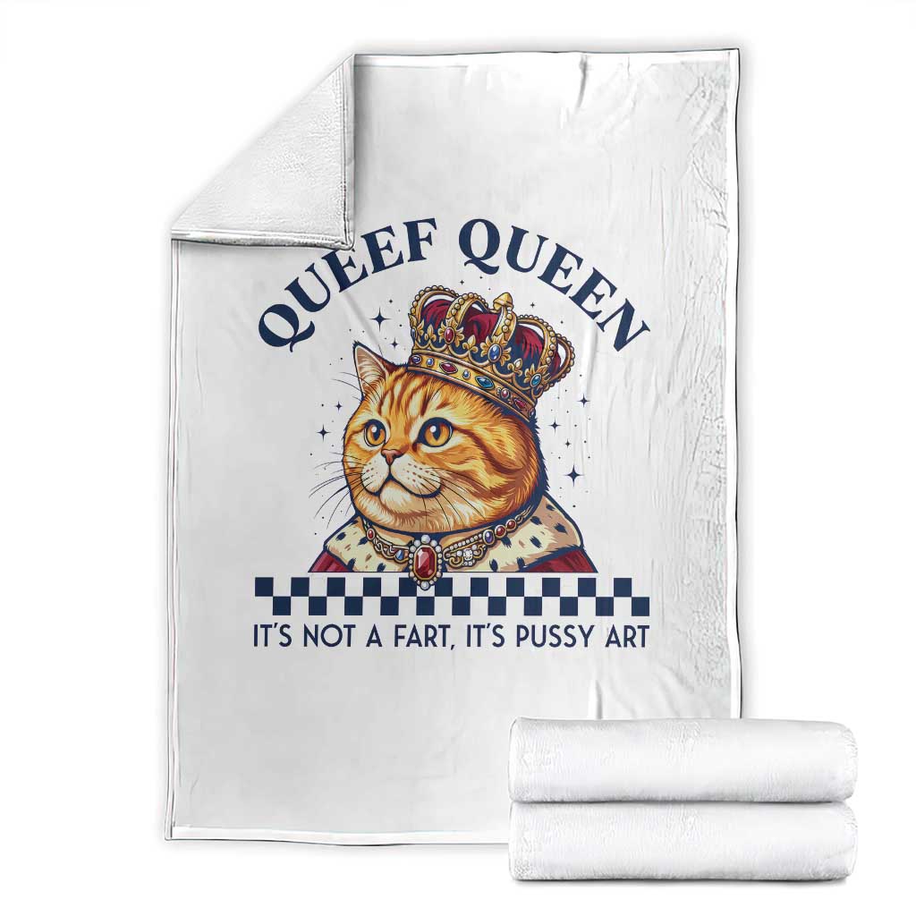 Queef Queen Its Not A Fart Royal Cat Throw Blanket Funny Adult Humor Gag Graphic