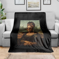 Modern Black Mona Lisa Headwrap Sunglasses Parody Throw Blanket Trendy Urban Fine Art Portrait Graphic