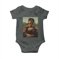 Modern Black Mona Lisa Headwrap Sunglasses Parody Baby Onesie Trendy Urban Fine Art Portrait Graphic