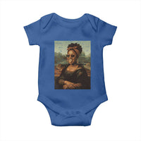 Modern Black Mona Lisa Headwrap Sunglasses Parody Baby Onesie Trendy Urban Fine Art Portrait Graphic