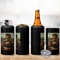 Modern Black Mona Lisa Headwrap Sunglasses Parody 4 in 1 Can Cooler Tumbler Trendy Urban Fine Art Portrait Graphic
