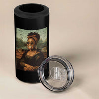 Modern Black Mona Lisa Headwrap Sunglasses Parody 4 in 1 Can Cooler Tumbler Trendy Urban Fine Art Portrait Graphic