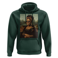 Modern Black Mona Lisa Headwrap Sunglasses Parody Hoodie Trendy Urban Fine Art Portrait Graphic