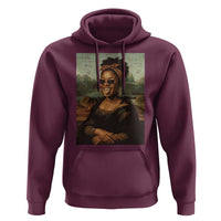 Modern Black Mona Lisa Headwrap Sunglasses Parody Hoodie Trendy Urban Fine Art Portrait Graphic