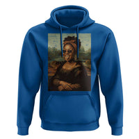 Modern Black Mona Lisa Headwrap Sunglasses Parody Hoodie Trendy Urban Fine Art Portrait Graphic