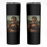 Modern Black Mona Lisa Headwrap Sunglasses Parody Skinny Tumbler Trendy Urban Fine Art Portrait Graphic