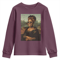 Modern Black Mona Lisa Headwrap Sunglasses Parody Youth Sweatshirt Trendy Urban Fine Art Portrait Graphic