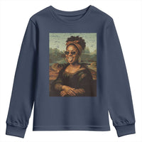 Modern Black Mona Lisa Headwrap Sunglasses Parody Youth Sweatshirt Trendy Urban Fine Art Portrait Graphic