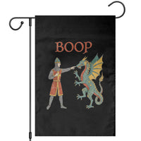 Funny Boop Medieval Knight Poking Dragon Graphic Garden Flag Vintage Renaissance Faire Fantasy Meme
