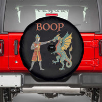 Funny Boop Medieval Knight Poking Dragon Graphic Spare Tire Cover Vintage Renaissance Faire Fantasy Meme