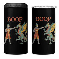 Funny Boop Medieval Knight Poking Dragon Graphic 4 in 1 Can Cooler Tumbler Vintage Renaissance Faire Fantasy Meme