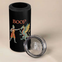 Funny Boop Medieval Knight Poking Dragon Graphic 4 in 1 Can Cooler Tumbler Vintage Renaissance Faire Fantasy Meme