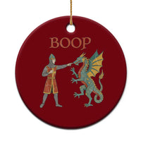 Funny Boop Medieval Knight Poking Dragon Graphic Ceramic Ornament Vintage Renaissance Faire Fantasy Meme
