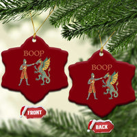 Funny Boop Medieval Knight Poking Dragon Graphic Ceramic Ornament Vintage Renaissance Faire Fantasy Meme