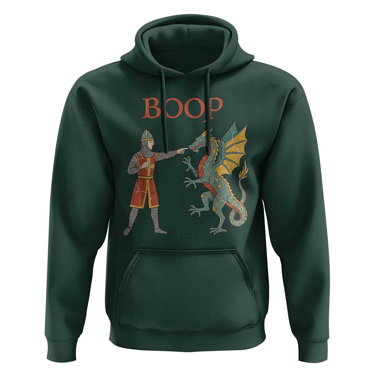 Funny Boop Medieval Knight Poking Dragon Graphic Hoodie Vintage Renaissance Faire Fantasy Meme
