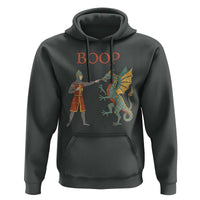 Funny Boop Medieval Knight Poking Dragon Graphic Hoodie Vintage Renaissance Faire Fantasy Meme