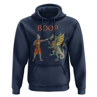 Funny Boop Medieval Knight Poking Dragon Graphic Hoodie Vintage Renaissance Faire Fantasy Meme