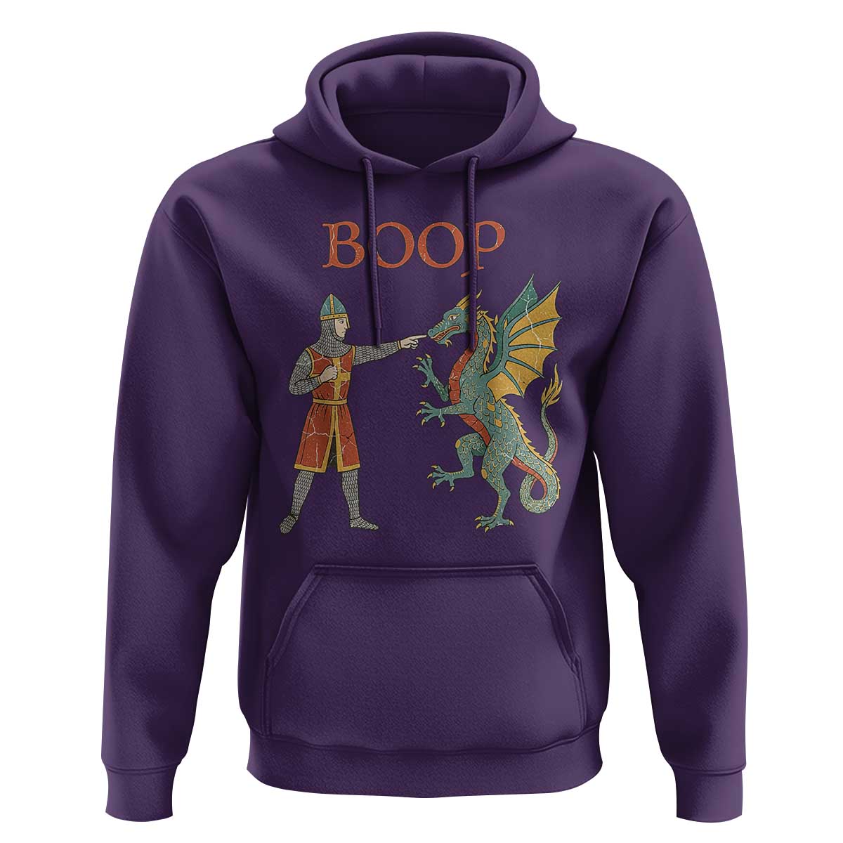 Funny Boop Medieval Knight Poking Dragon Graphic Hoodie Vintage Renaissance Faire Fantasy Meme